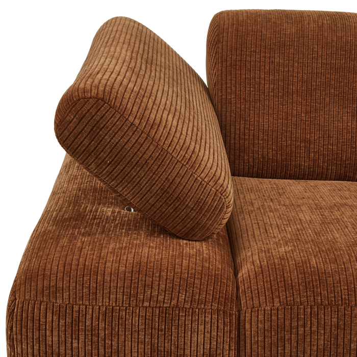 WOOOD Mojo 1-Zits Bank Met Arm Links - Ribstof - Roest Bruin