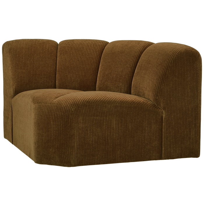 WOOOD Mojo Bank Hoekelement - Ribstof - Honing Geel - 75x68x77