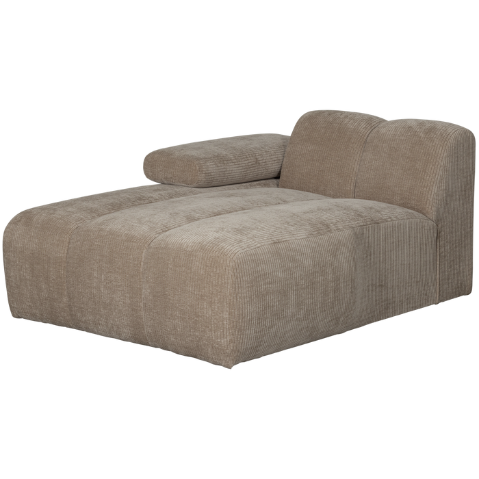 WOOOD Mojo Chaise Longue Elementenbank Links - Ribstof - Donker Zand