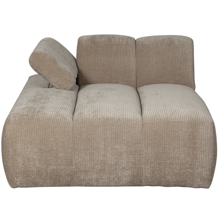 WOOOD Mojo Chaise Longue Elementenbank Links - Ribstof - Donker Zand