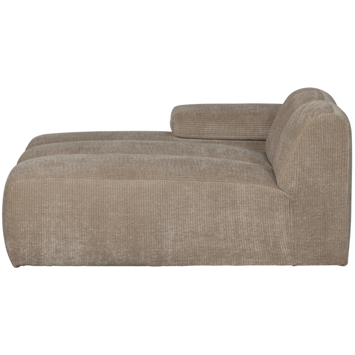WOOOD Mojo Chaise Longue Elementenbank Links - Ribstof - Donker Zand