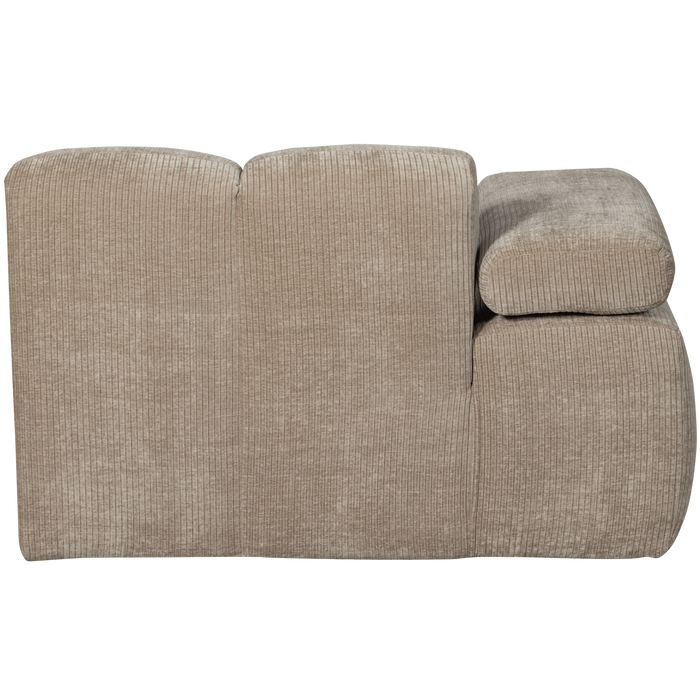WOOOD Mojo Chaise Longue Elementenbank Links - Ribstof - Donker Zand