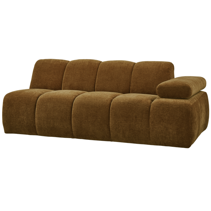 WOOOD Mojo 2-Zits Bank Met Arm Rechts - Ribstof - Geel - 74x200x97