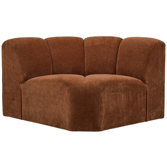 WOOOD Mojo Bank Hoekelement - Ribstof - Roest Bruin - 75x68x77