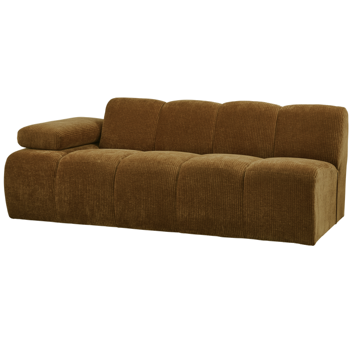 WOOOD Mojo 2-Zits Bank Met Arm Links - Ribstof - Geel - 74x200x97