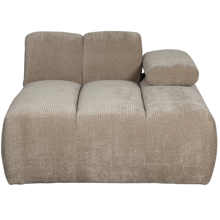 WOOOD Mojo Chaise Longue Elementenbank Rechts - Ribstof - Donker Zand