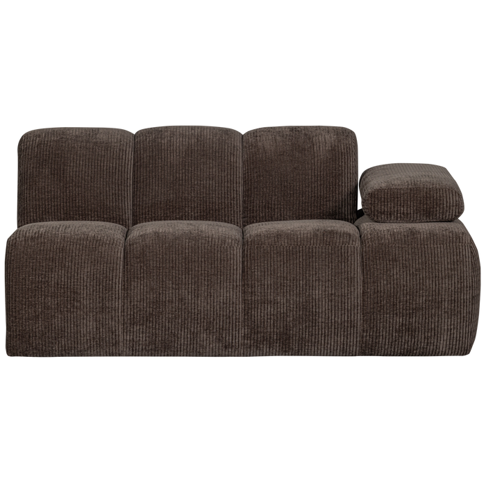 WOOOD Mojo 1,5-Zits Bank Met Arm Rechts - Ribstof - Bruin -74x160x67