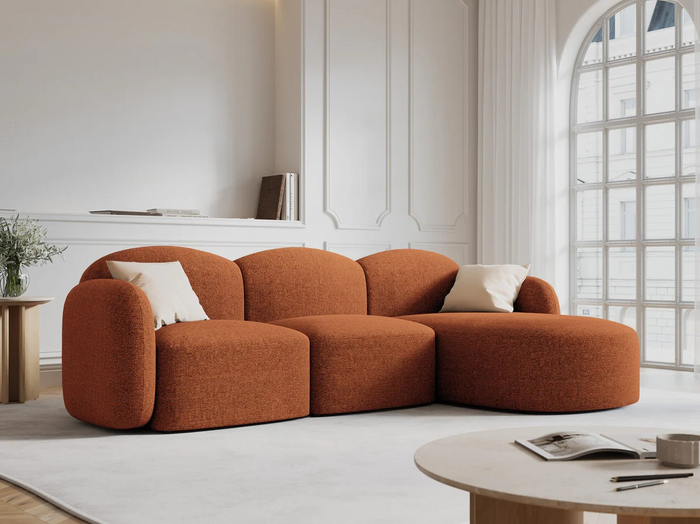 Micadoni Home Blair Hoekbank met Chaise Longue Rechts - Chenille - Terracotta