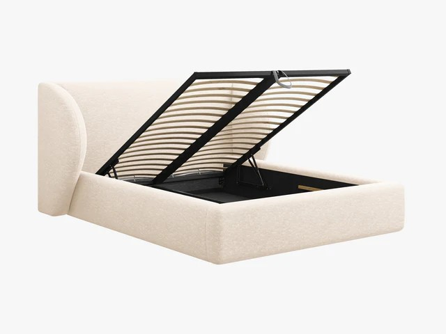 Micadoni Bedframe Miley met Opbergruimte - 200 x 200 cm - Chenille - Crème