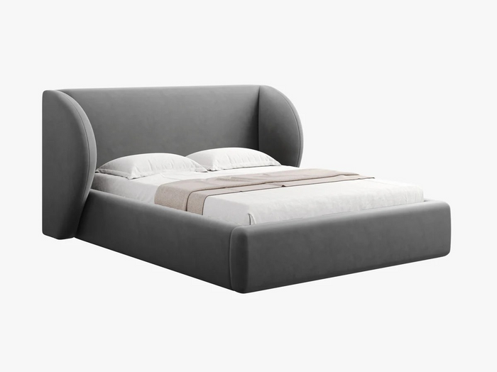 Micadoni Bedframe Miley met Opbergruimte - 160 x 200 cm - Fluweel - Grijs