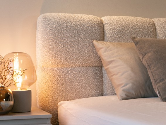 NADUVI Collection Chloe Bedframe 140 x 200 cm - met Opbergvak - Bouclé - Lichtbeige