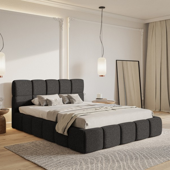 NADUVI Collection Chloe Bedframe 160 x 200 cm - Chenille - Antraciet