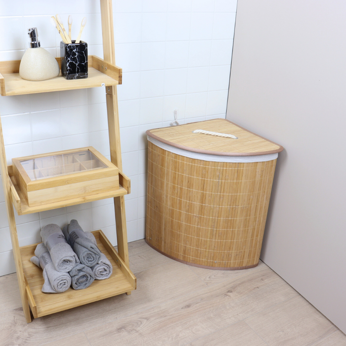 Marbeaux Wasmand met Deksel Hoekvormig Bruin 35x35x50cm Bamboe