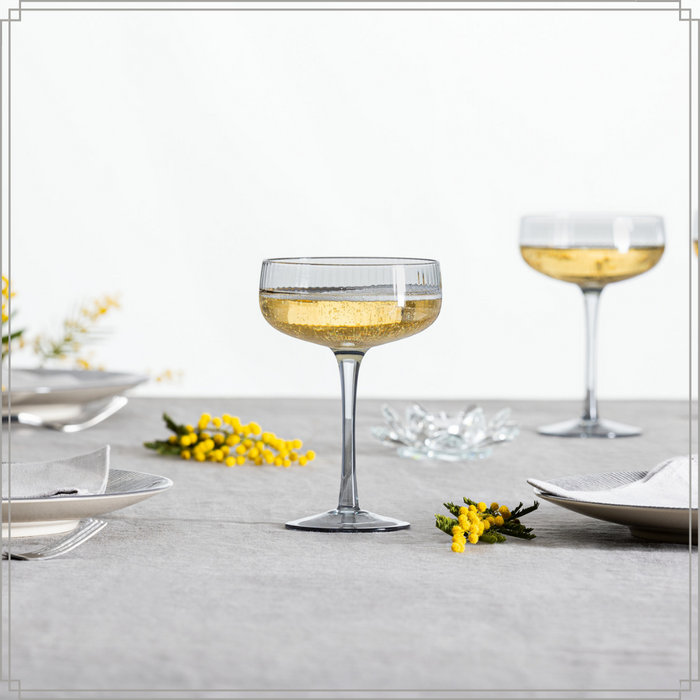 OTIX Champagneglazen Champagnecoupe Glazen 6 Stuks Reliëf Ribbel Sm...