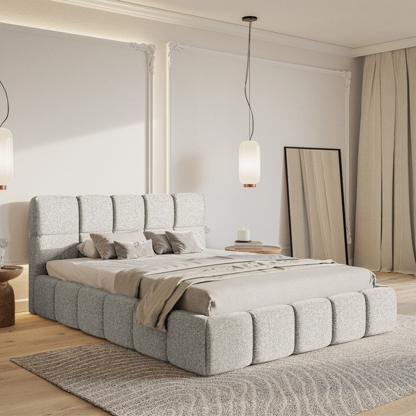 NADUVI Collection Chloe Bedframe 180 x 200 cm - Chenille - Lichtgrijs