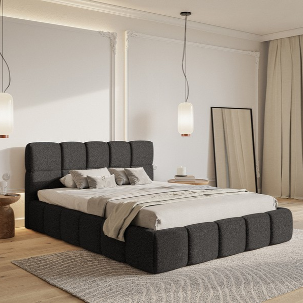 NADUVI Collection Chloe Bedframe 140 x 200 cm - Chenille - Antraciet