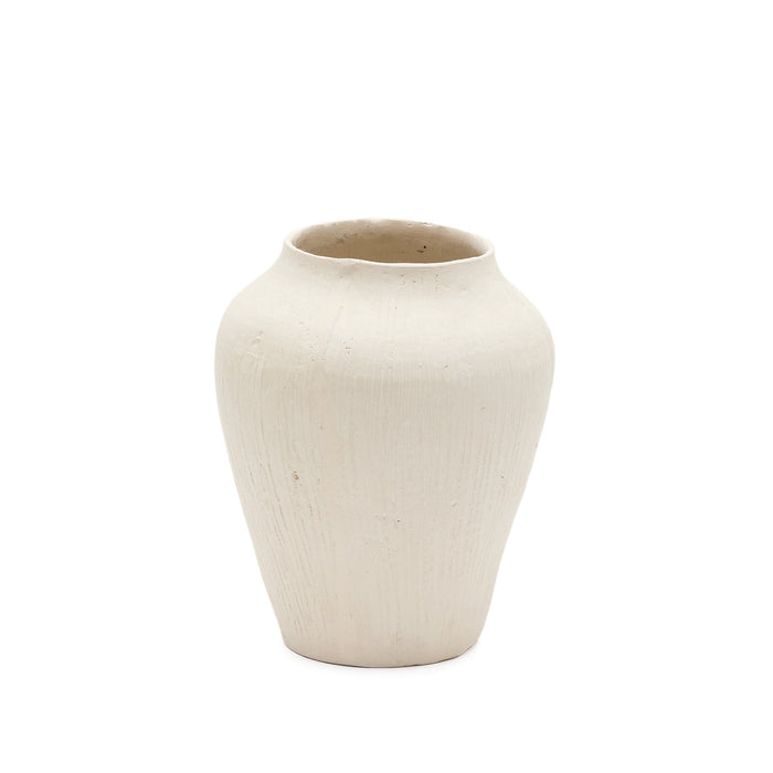 Kave Home - Anse vaas van wit papier-maché 22 cm