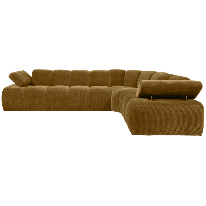 WOOOD Mojo Hoekbank Rechts - Ribstof - Honing Geel - 74x310x230