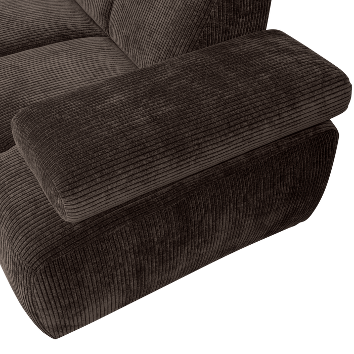 WOOOD Mojo Hoekbank Links - Ribstof - Bruin - 74x310x230