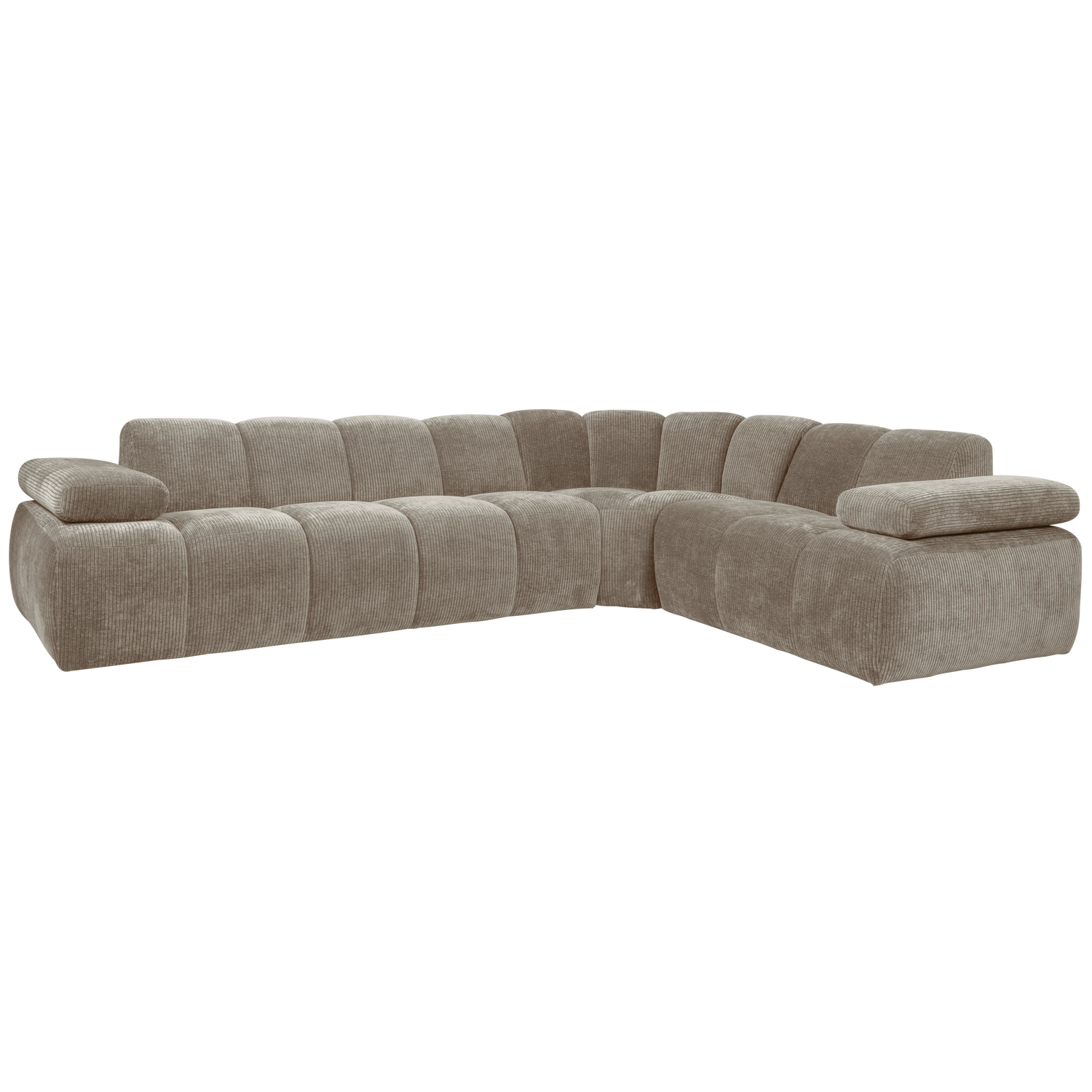 WOOOD Mojo Hoekbank Rechts - Ribstof - Donker Zand - 74x310x230