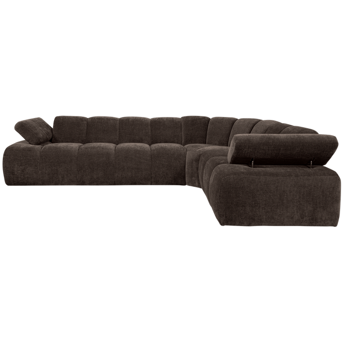 WOOOD Mojo Hoekbank Rechts - Ribstof - Bruin - 74x310x230