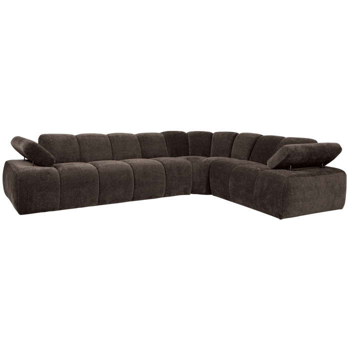 WOOOD Mojo Hoekbank Rechts - Ribstof - Bruin - 74x310x230