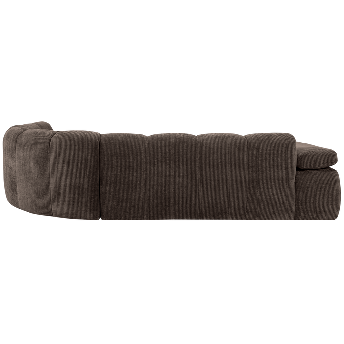 WOOOD Mojo Hoekbank Rechts - Ribstof - Bruin - 74x310x230