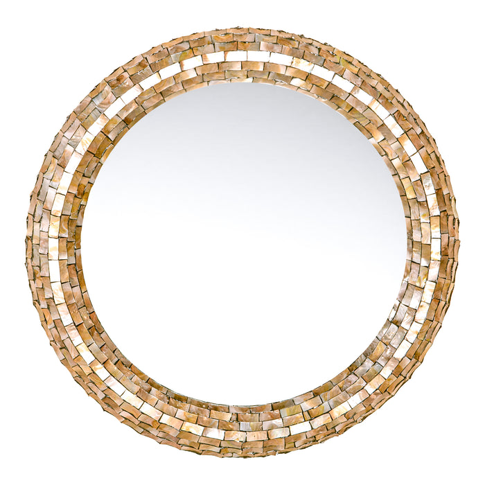 PTMD Chelsae Cream poly round shell mirror large