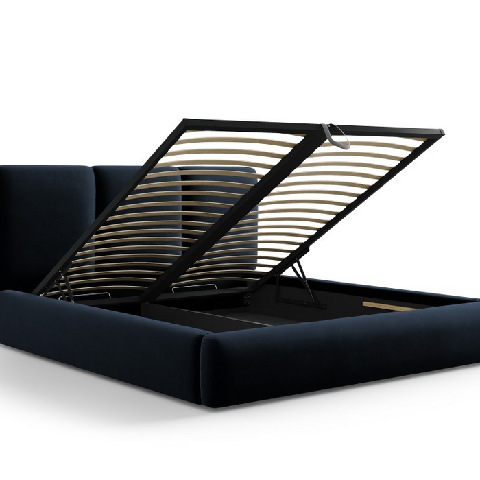 Windsor & Co Horizon Bedframe met Opbergvak - 200 x 200 cm - Fluweel - Donkerblauw