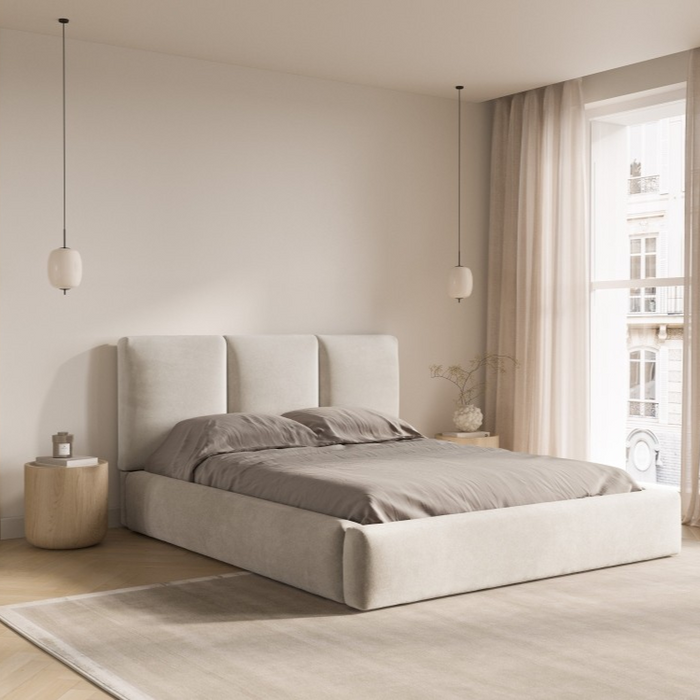 Windsor & Co Horizon Bedframe met Opbergvak - 180 x 200 cm - Fluweel - Crème