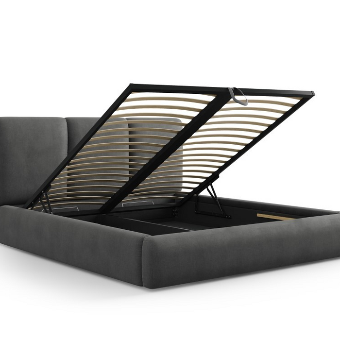Windsor & Co Horizon Bedframe met Opbergvak - 180 x 200 cm - Chenille - Donkergrijs