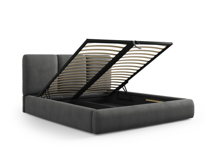 Windsor & Co Horizon Bedframe met Opbergvak - 180 x 200 cm - Chenille - Donkergrijs