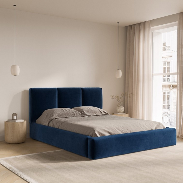 Windsor & Co Horizon Bedframe met Opbergvak - 140 x 200 cm - Fluweel - Koningsblauw