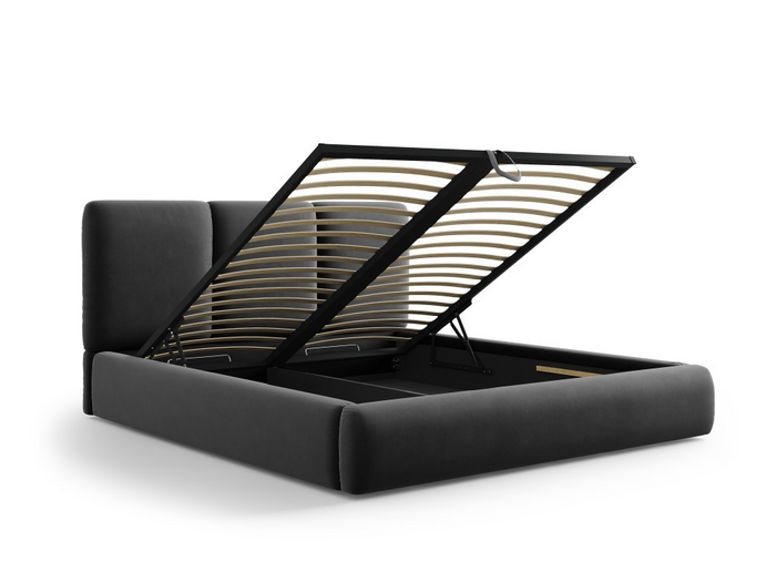 Windsor & Co Horizon Bedframe met Opbergvak - 180 x 200 cm - Fluweel - Donkergrijs