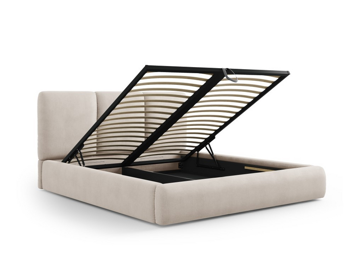Windsor & Co Horizon Bedframe met Opbergvak - 160 x 200 cm - Chenille - Beige