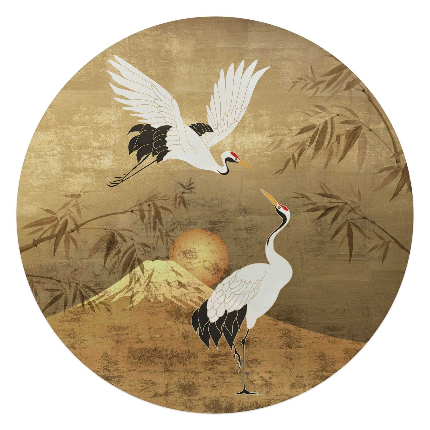 Reinders - Japanese Cranebirds - Glasschilderij Ø 70 cm