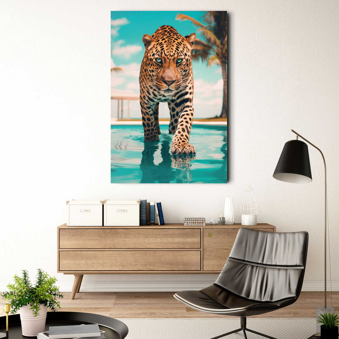 Reinders - Pool Leopard - Glasschilderij 78x116cm