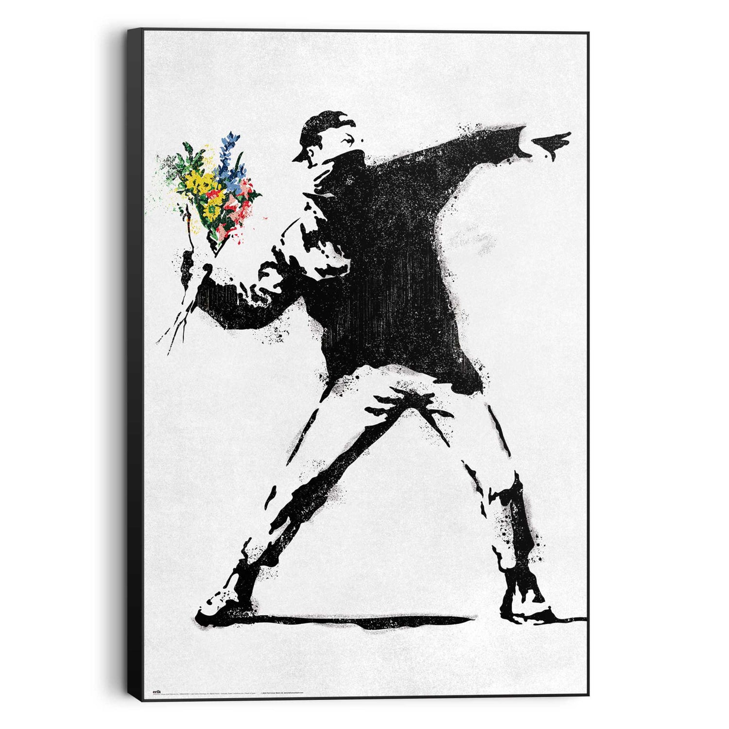 Reinders - Banksy Flower Bomber - Schilderij 90x60cm Zwart