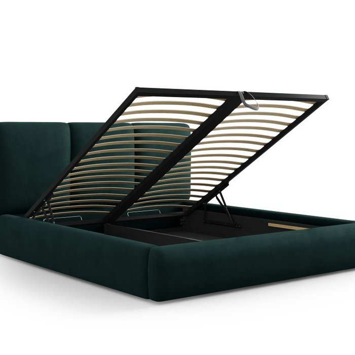 Windsor & Co Horizon Bedframe met Opbergvak - 140 x 200 cm - Chenille - Flessengroen