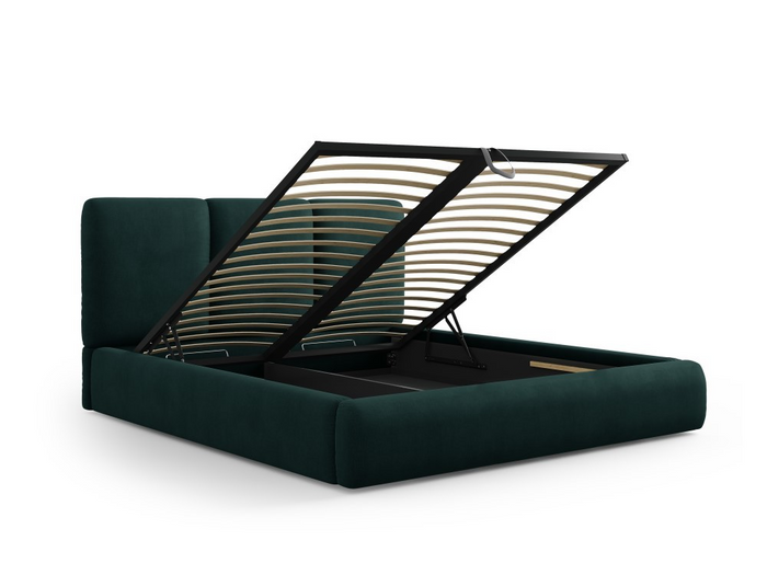 Windsor & Co Horizon Bedframe met Opbergvak - 140 x 200 cm - Chenille - Flessengroen