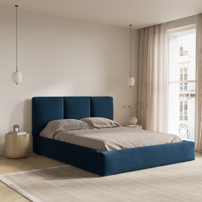 Windsor & Co Horizon Bedframe met Opbergvak - 140 x 200 cm - Chenille - Koningsblauw