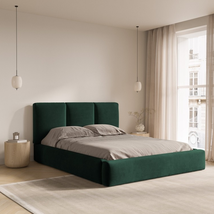 Windsor & Co Horizon Bedframe met Opbergvak - 140 x 200 cm - Fluweel - Flessengroen