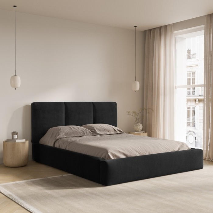 Windsor & Co Horizon Bedframe met Opbergvak - 160 x 200 cm - Chenille - Zwart
