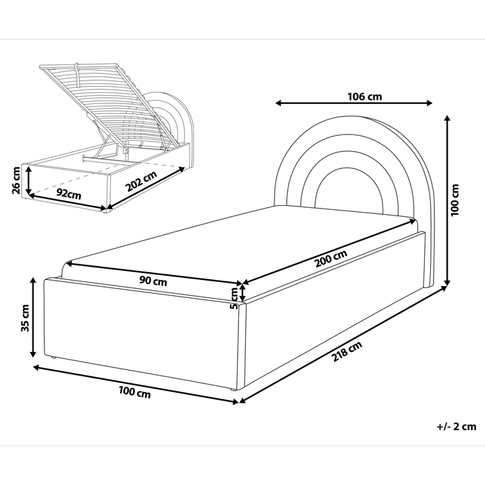Beliani - ANET - Bed met opbergruimte - Roze - 90 x 200 cm - Fluweel