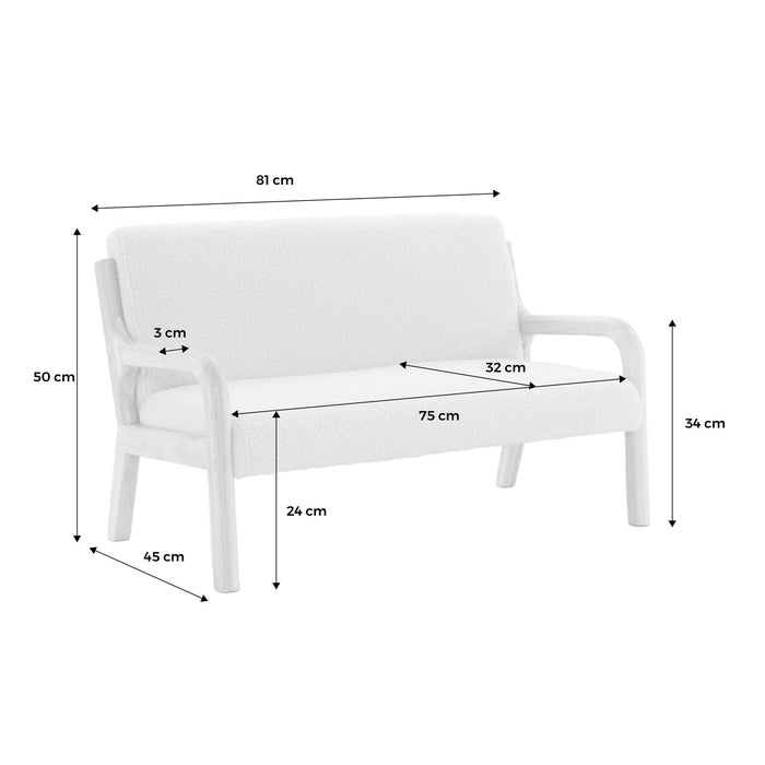 sweeek - 2-zits Scandinavische kinderbank in hout en boucléstof