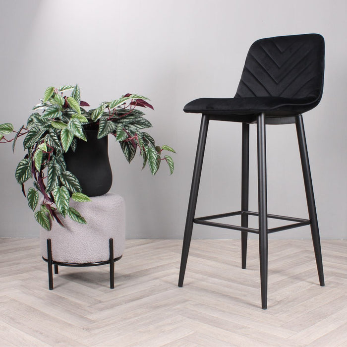 DS4U Gaby barkruk velvet 75 cm 2.0 - zwart