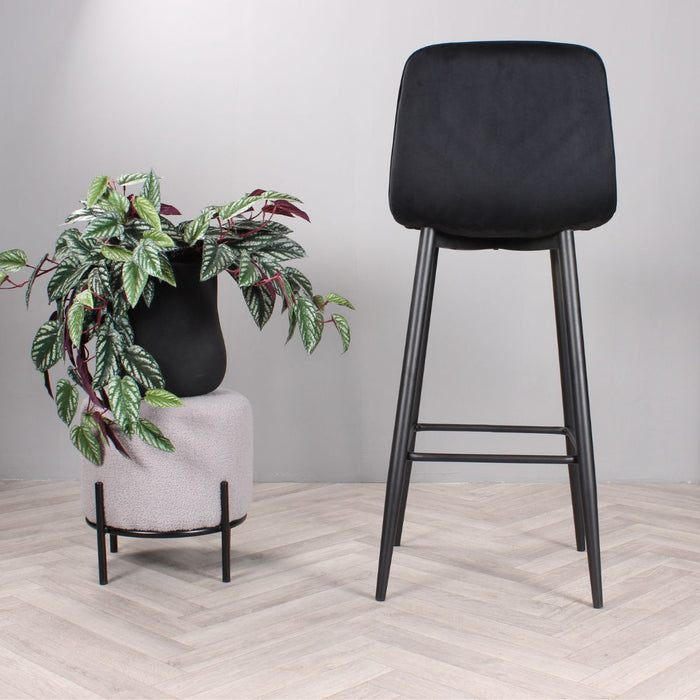 DS4U Gaby barkruk velvet 75 cm 2.0 - zwart