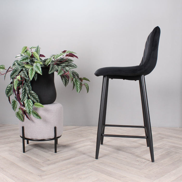 DS4U Gaby barkruk velvet 65 cm 2.0 - zwart