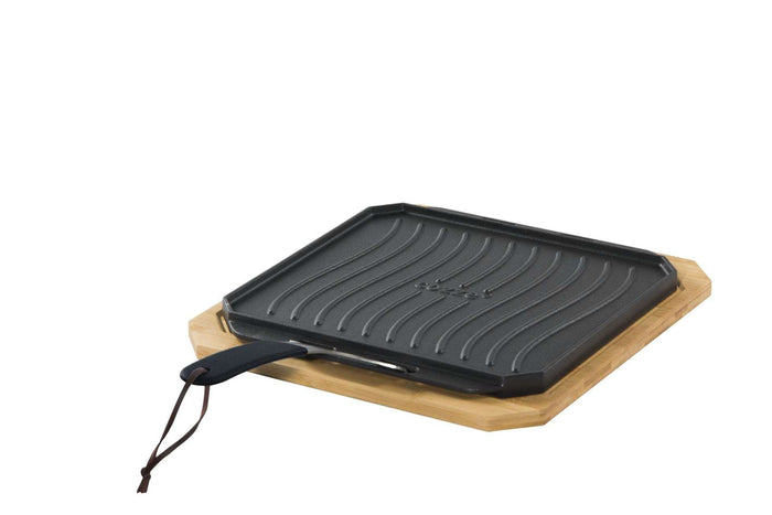 Cozze - Pan Gietijzer Dubbelzijdig Gebruik met Beukenhout Serveerplank 33 cm