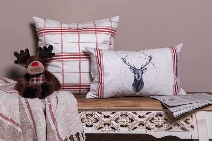 Clayre & Eef Plaid  125x150 cm Beige Bruin Katoen Strepen Deken